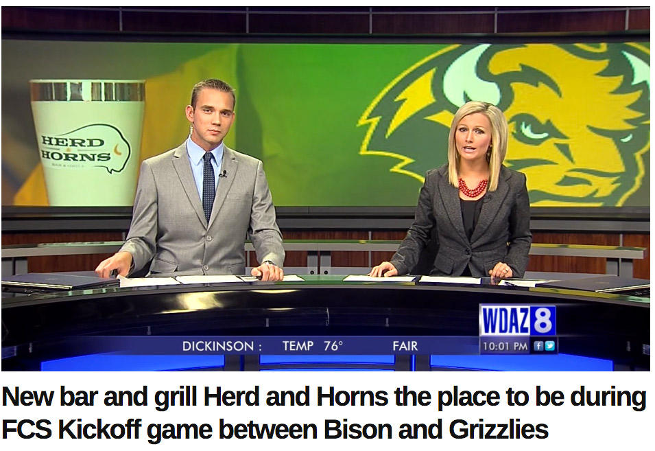Wday screenshot of anchors introducing Herd and Horns